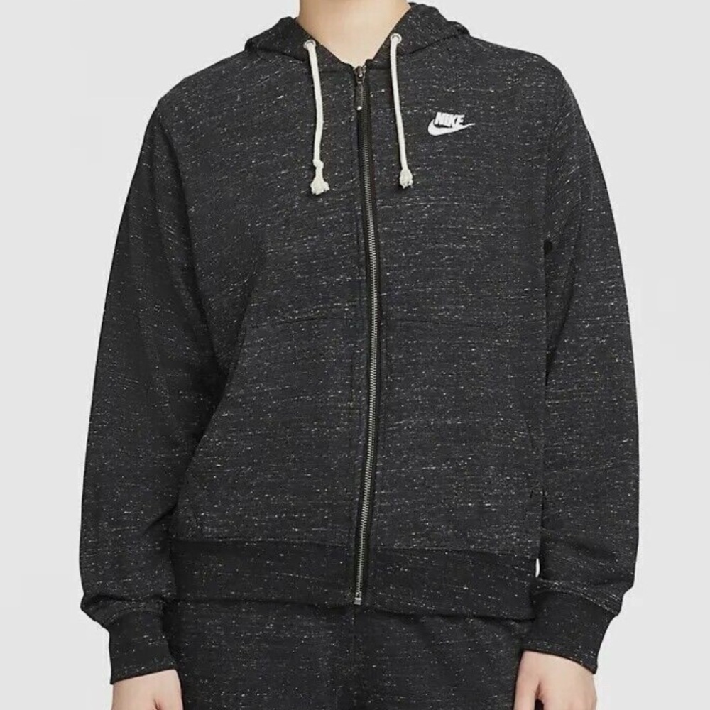 Nike Women's Speckled Black Zip-Up Hoodie